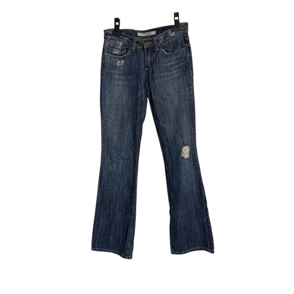 Joe's Jeans Womens Size 26 Blue Eno Flared Low Rise Distressed Whisker Cotton - Picture 1 of 11